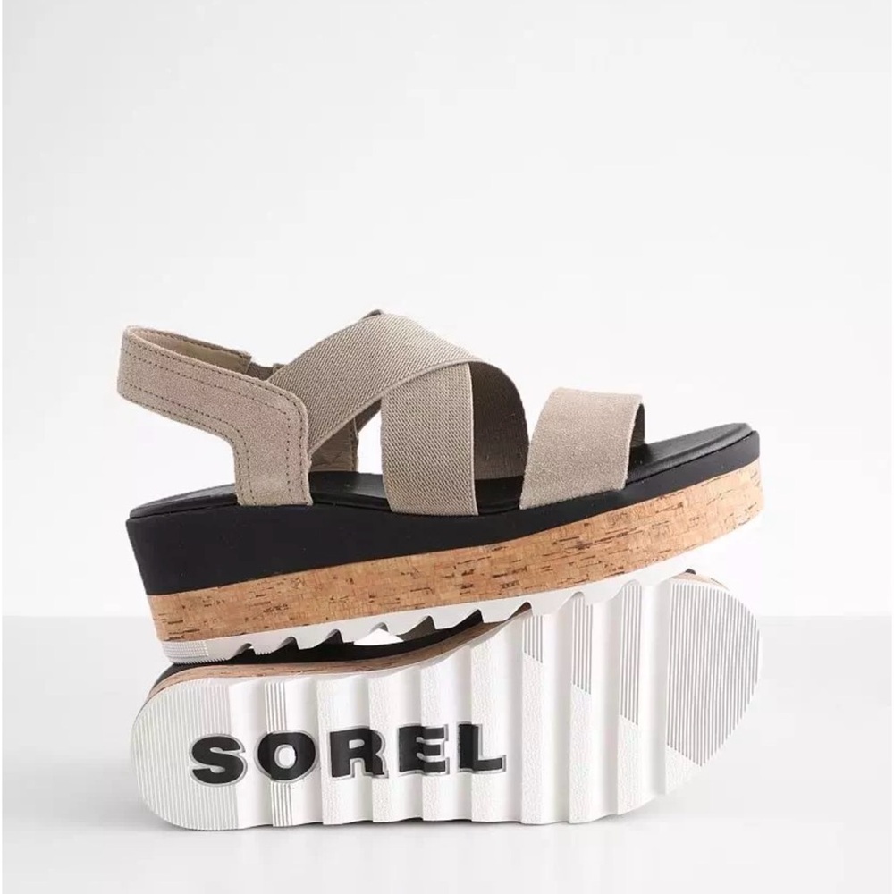 SOREL Women’s Cameron Flatform Leather Sandal Size 9.5 - Picture 6 of 14
